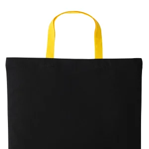 Tote bag coton bicolore Varsity anses courtes RL130 — Jaune Tournesol