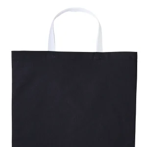 Tote bag coton bicolore Varsity anses courtes RL130 — Noir