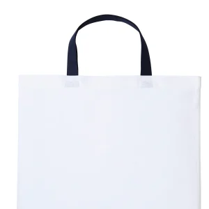 Tote bag coton bicolore Varsity anses courtes RL130 — Blanc