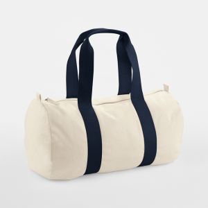 W814 Sac polochon biologique EarthAware® — Naturel / Bleu marine