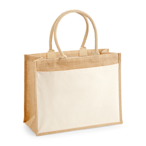 W427 Sac de courses en jute avec poche en coton — Naturel
