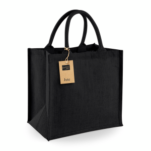 W413 Sac shopping Midi en jute — Noir
