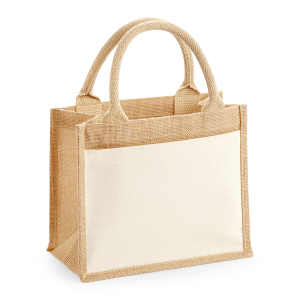 W425 Sac cadeau en jute avec poche en coton — Naturel