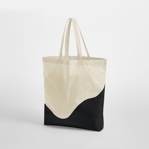 W235 Cabas Maxi en Coton Bio à Imprimé Vagues — Naturel/Noir