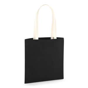 W801C Sac biologique réutilisable EarthAware® - Anses de couleur différente — Noir/Naturel