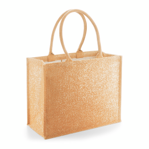 W437 Sac shopping en jute scintillante — Or naturel