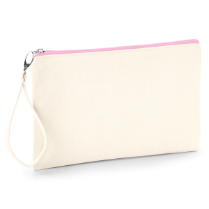 W520 Pochette en toile avec dragonne — Naturel/Rose
