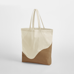 W235 Cabas Maxi en Coton Bio à Imprimé Vagues — Naturel/Caramel