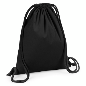 W260 Sac de gym en coton biologique de qualité — Noir