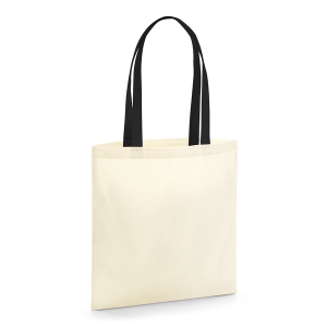 W801C Sac biologique réutilisable EarthAware® - Anses de couleur différente — Naturel/Noir