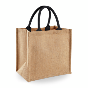 W413 Sac shopping Midi en jute — Naturel/Noir