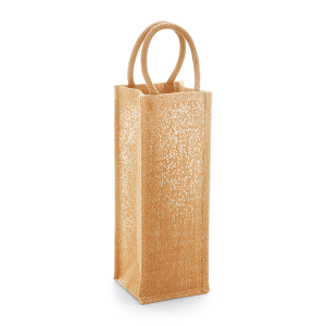 W431 Mini-sac cadeau en jute scintillante — Or naturel