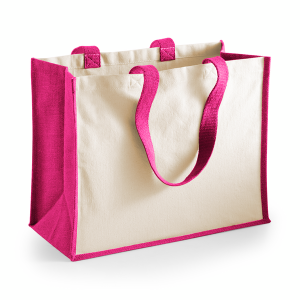 W422 Sac d'imprimeur classique en jute — Fuchsia