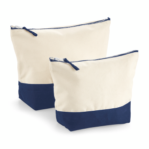 W544 Trousse à Accessoires en toile avec base colorée — Naturel/Marine